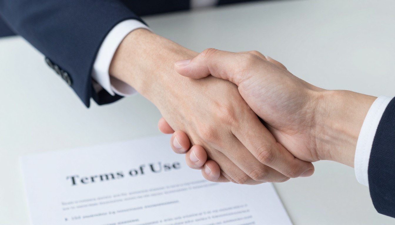 Handshake representing agreement and acceptance of terms