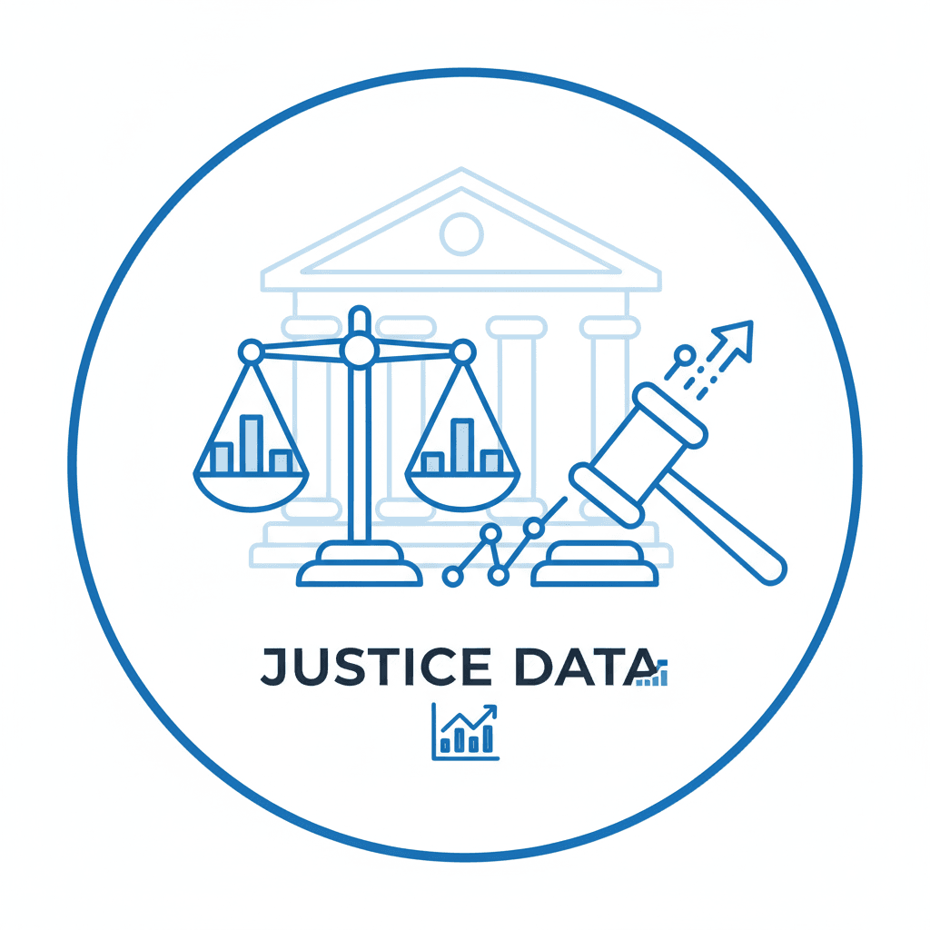 Illustration: Justice system data icon representing court and corrections statistics