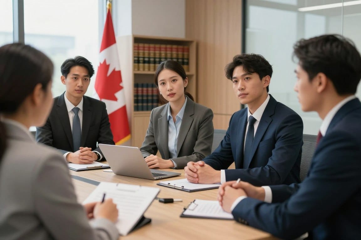 Legal Resources 5 People meeting in an office setting, representing access to legal information and support in Canada