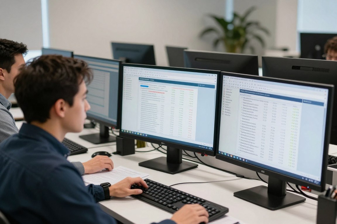 Analytics and reporting dashboards on computer screens