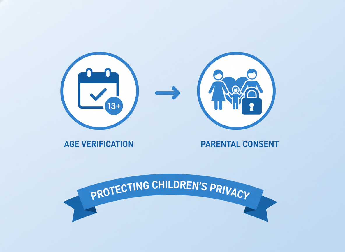 Privacy & Cookie Policy illustration of children's privacy protection