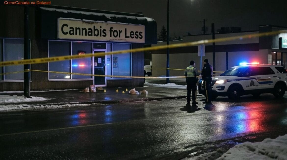 RCMP response to armed robbery at cannabis store in Grande Prairie Alberta March 23 2026