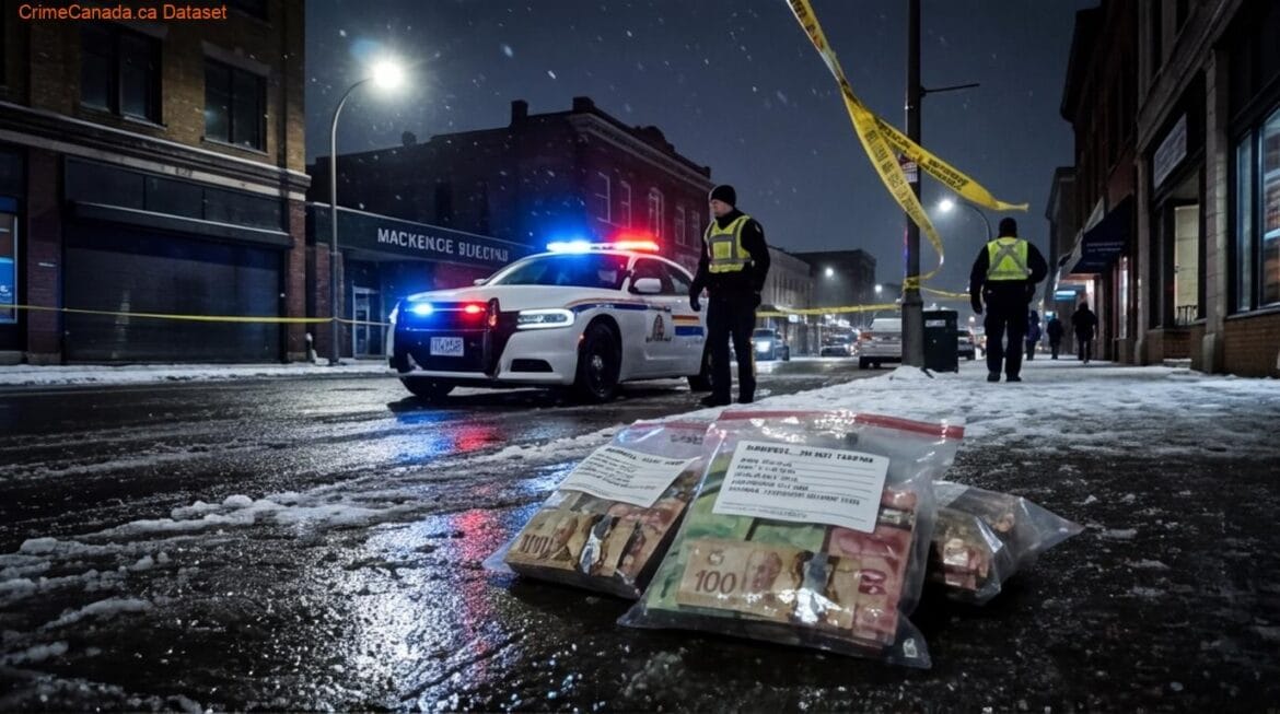 Counterfeit Canadian $50 and $100 bills and fraud-related items seized in an RCMP and Montreal police investigation affecting Alberta businesses