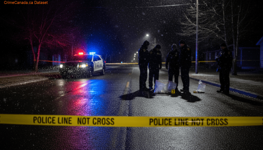 RCMP homicide investigation scene related to an aggravated assault in the RM of Ste. Anne, Manitoba