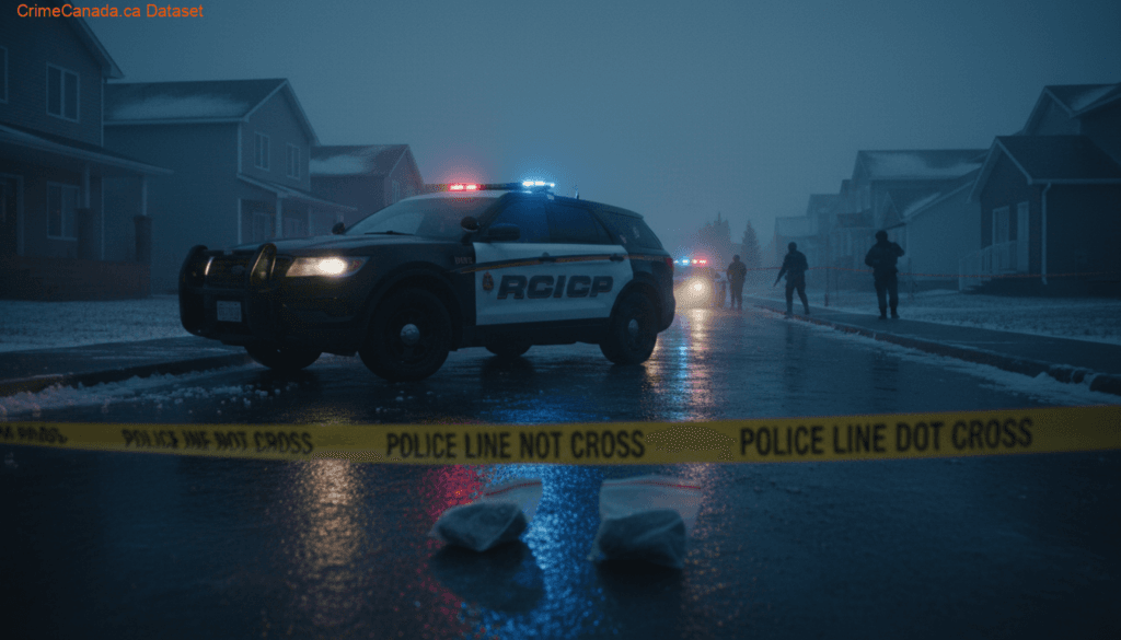 RCMP community safety response in Chemawawin Cree Nation, Manitoba, with one suspect arrested and another still wanted