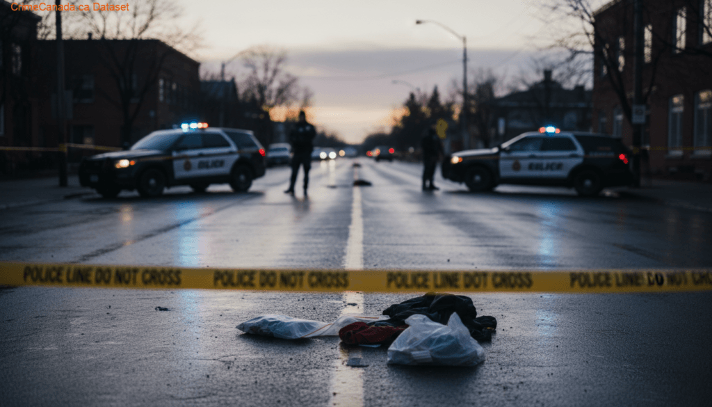 RCMP investigation scene related to an assault with weapons on John Street in Moncton, New Brunswick