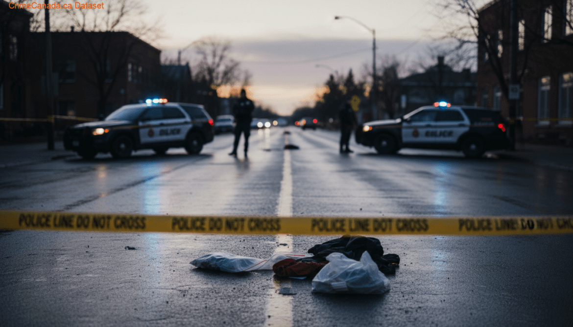 RCMP investigation scene related to an assault with weapons on John Street in Moncton, New Brunswick