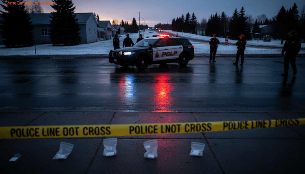 RCMP police vehicle collision scene near Highway 35 in Nipawin Saskatchewan following flight from police incident