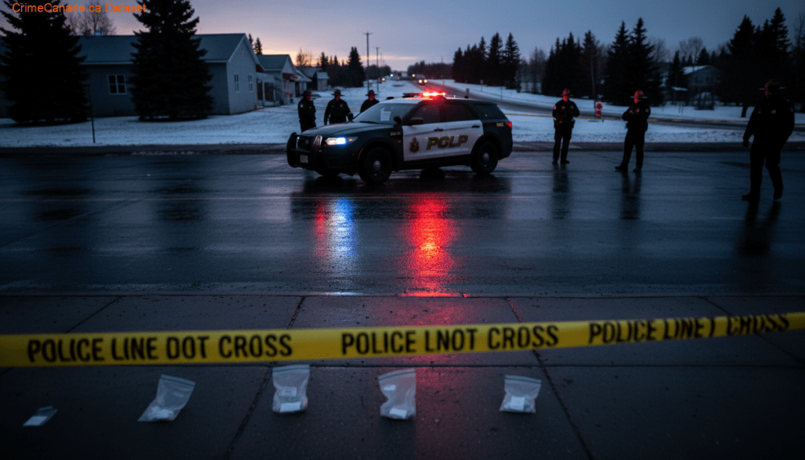 RCMP police vehicle collision scene near Highway 35 in Nipawin Saskatchewan following flight from police incident