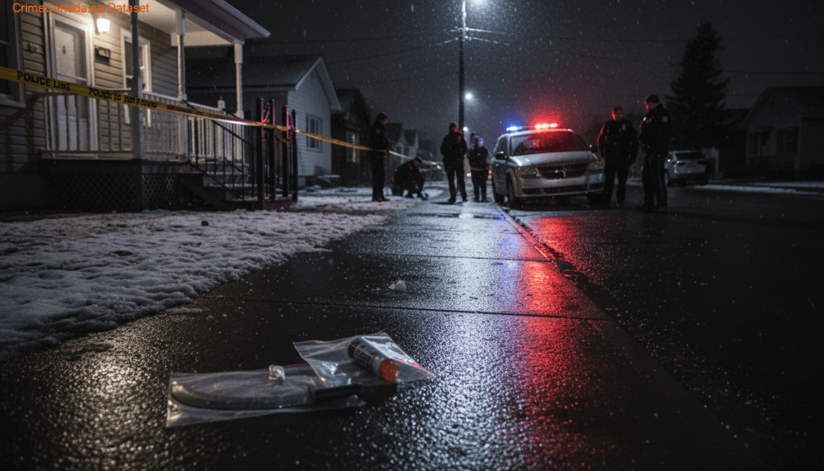 Flin Flon RCMP crime scene related to armed attempted home invasion on Ross Street in Flin Flon, Manitoba