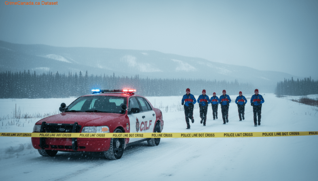 RCMP Challenge Cup Relay Race with youth runners on Highway 29 near St. Paul Alberta
