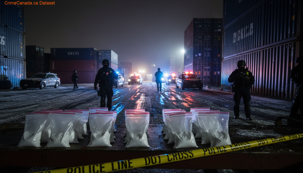 Seized cocaine packages in CBSA green totes from Halifax shipping container drug bust connected to Ontario suspects