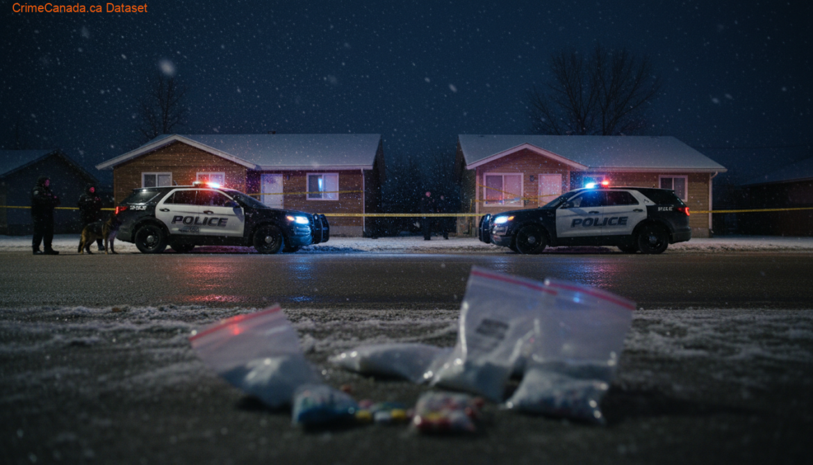 Seized firearms, prohibited weapons, ammunition, cocaine, and methamphetamine from Valleyview RCMP operation in Sturgeon Lake Cree Nation, Alberta