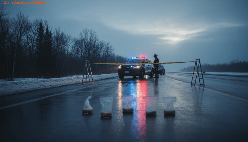 RCMP traffic stop on Highway 6 near Lake Francis Manitoba leading to drug seizure and robbery warrant arrests