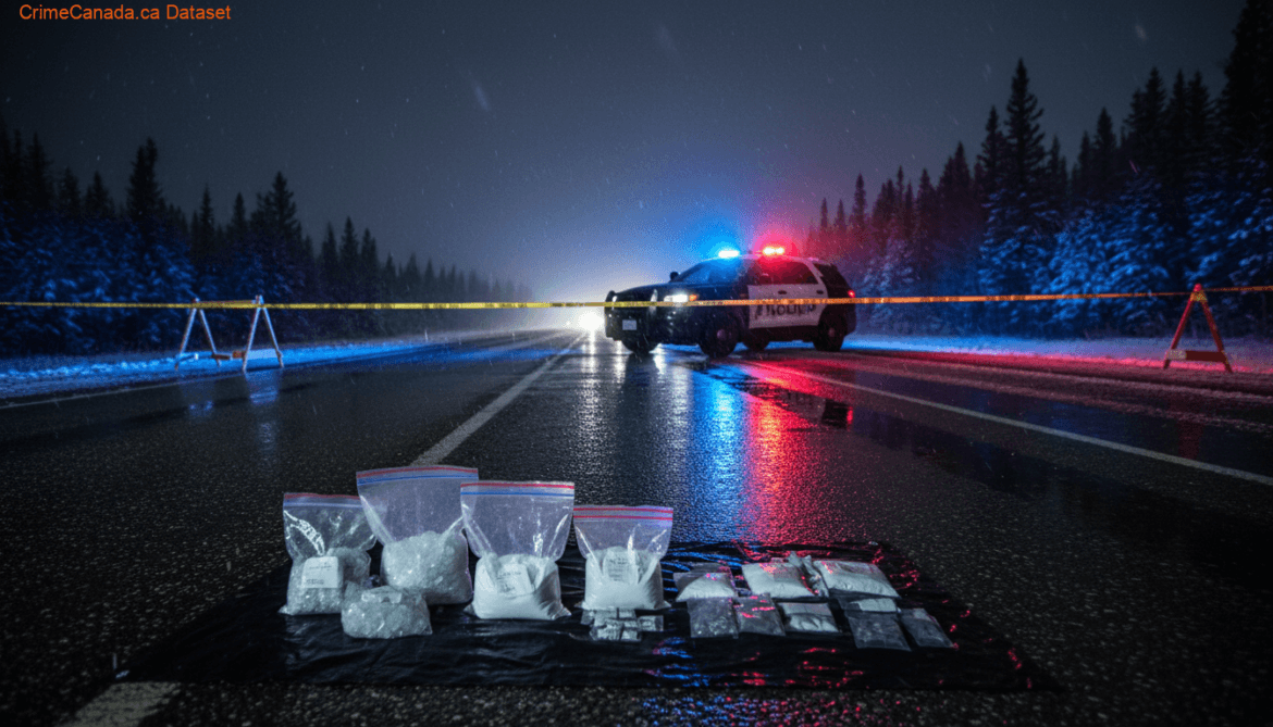 Meadow Lake RCMP traffic stop leading to drug and weapons seizure on Thunderchild First Nation, Saskatchewan