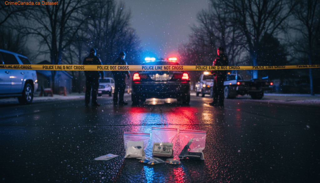 Illicit drugs, weapons, and cash seized by Sandy Bay RCMP after a traffic stop in Sandy Bay, Saskatchewan on May 2, 2026