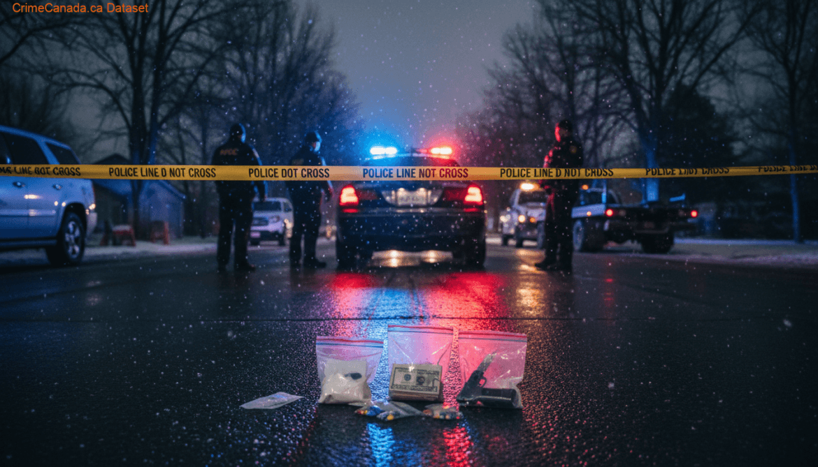 Illicit drugs, weapons, and cash seized by Sandy Bay RCMP after a traffic stop in Sandy Bay, Saskatchewan on May 2, 2026