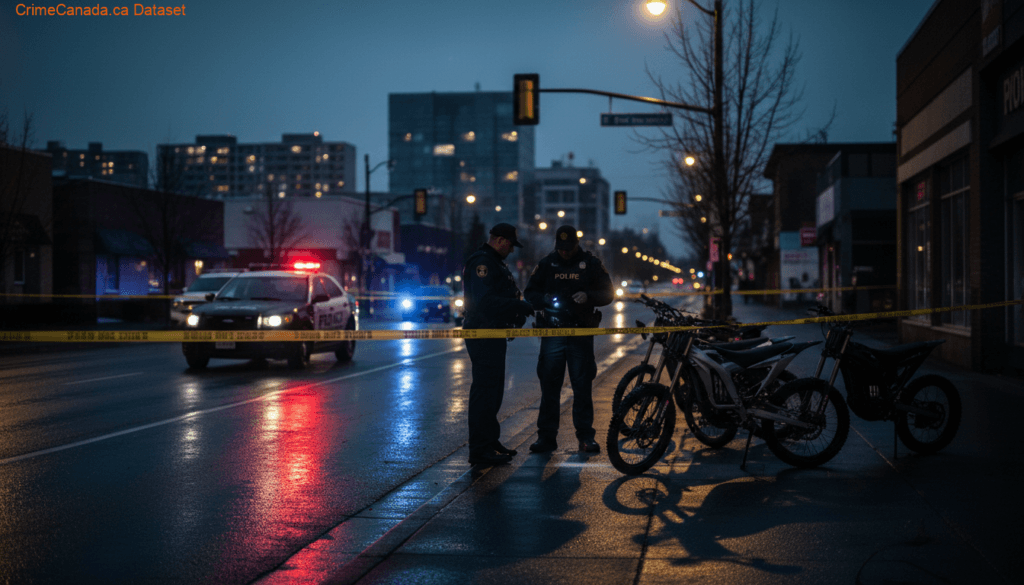 Impounded e-dirt bikes on a tow truck following Kelowna RCMP road safety enforcement