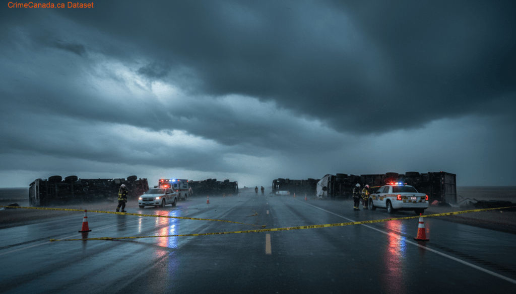 Saskatchewan RCMP respond to semis overturned by extreme winds in southern Saskatchewan