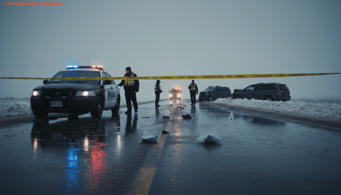 RCMP investigation of fatal minivan and SUV collision south of Grenfell Saskatchewan on 616 Grid