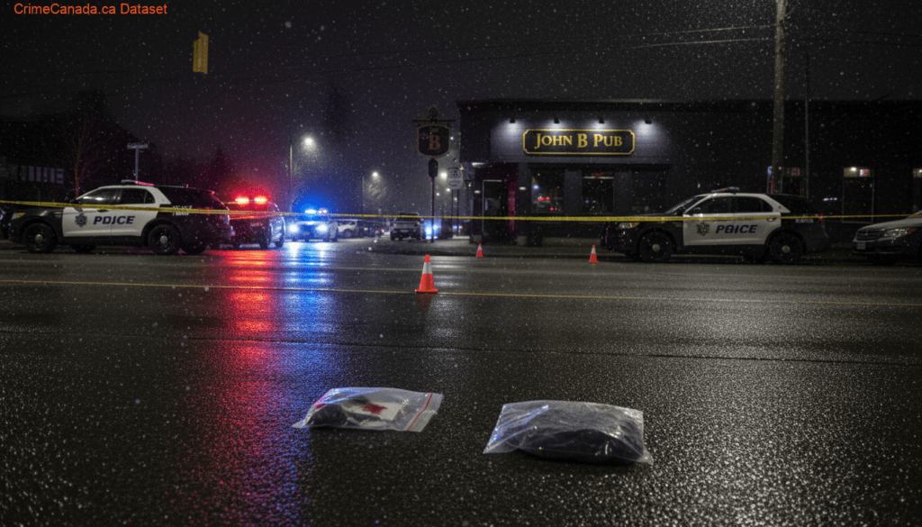Coquitlam pub crime scene related to fatal January 2025 stabbing leading to manslaughter guilty plea