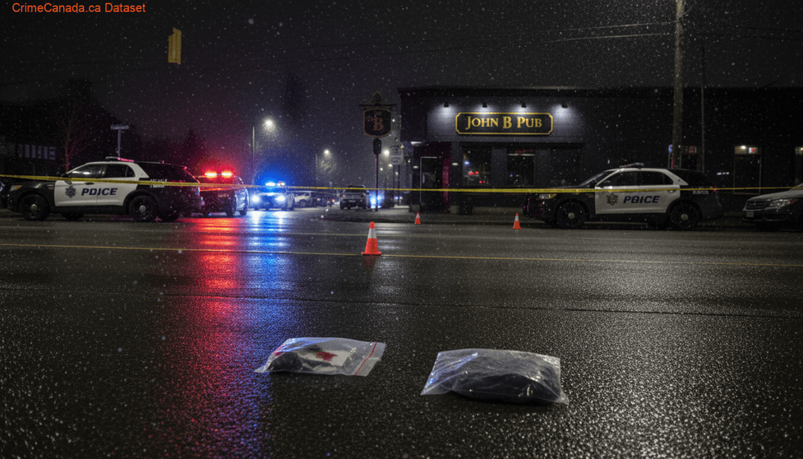 Coquitlam pub crime scene related to fatal January 2025 stabbing leading to manslaughter guilty plea