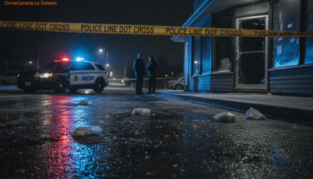 RCMP break and enter arrests at a business on Hamilton River Road in Happy Valley-Goose Bay, Newfoundland and Labrador