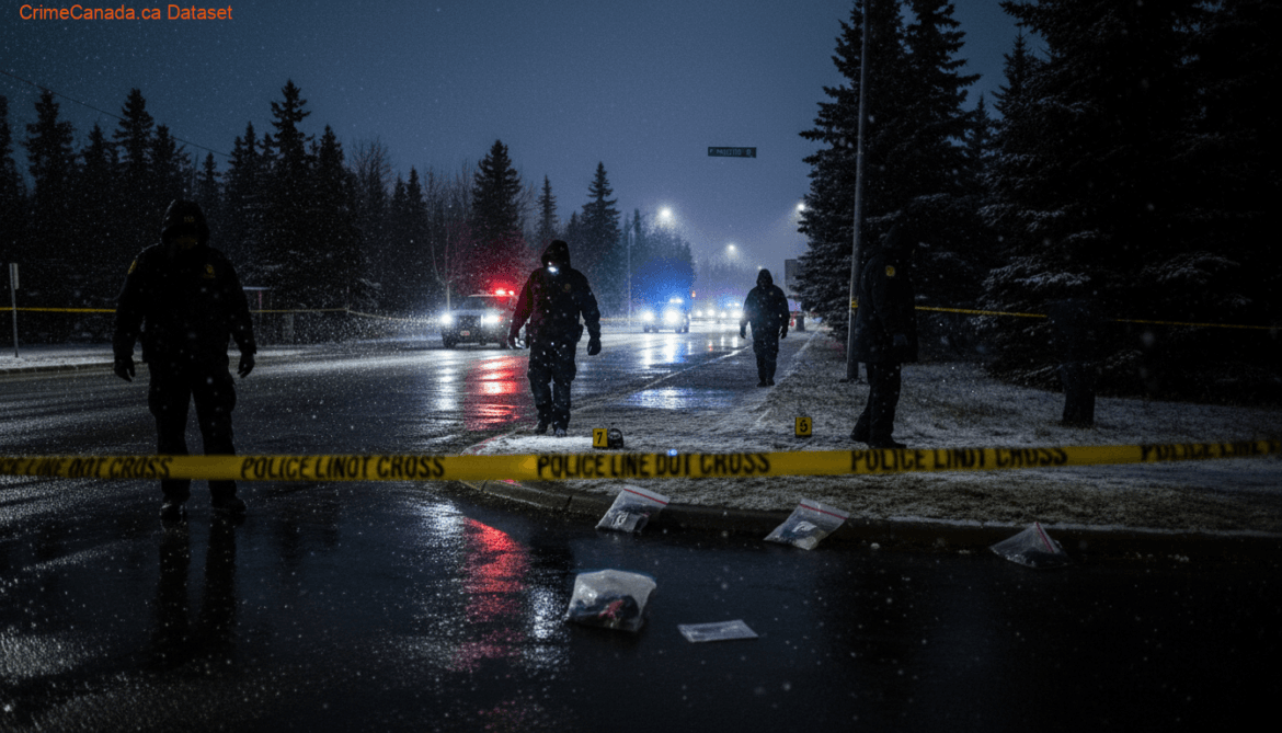 RCMP homicide investigation scene near Princeton Drive in Thompson, Manitoba