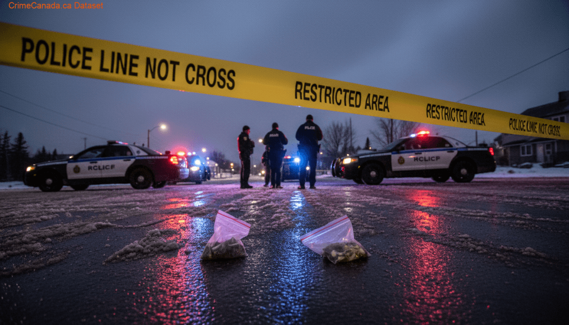RCMP investigation scene related to human remains found in Riverton, Manitoba