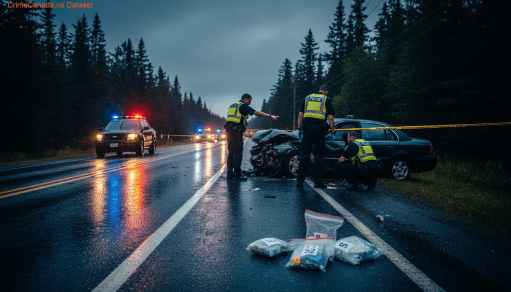 RCMP scene of impaired driving single-vehicle crash on Beaver Bank Road in Beaver Bank, Nova Scotia