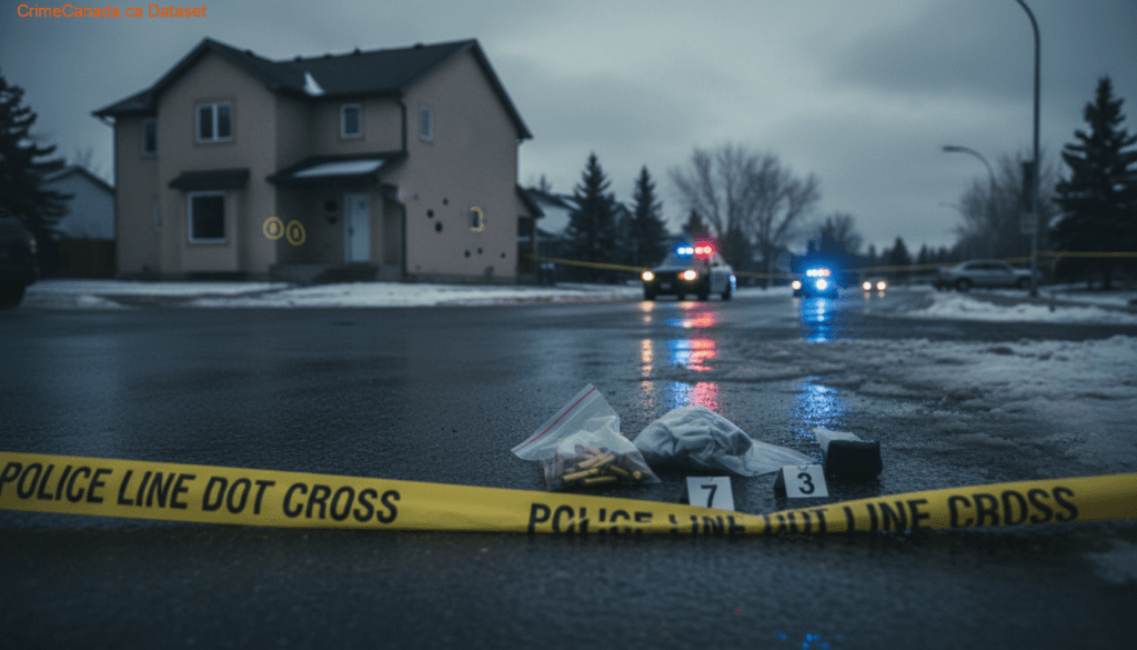 Leduc RCMP crime scene investigation after shots were fired at a home in Leduc County Alberta