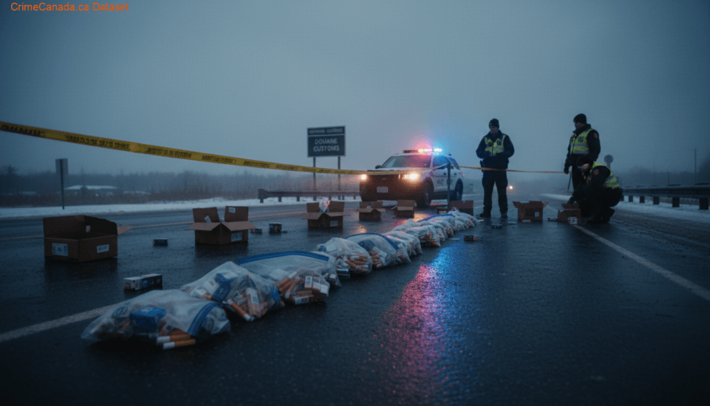 226 boxes of unstamped contraband cigarettes seized at the Woburn Quebec border crossing