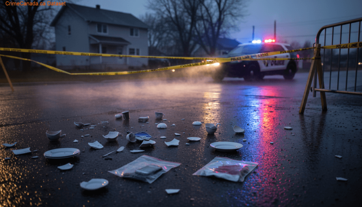 Shattered rear driver-side window of an RCMP police cruiser in Dauphin, Manitoba after incident involving arrested youth
