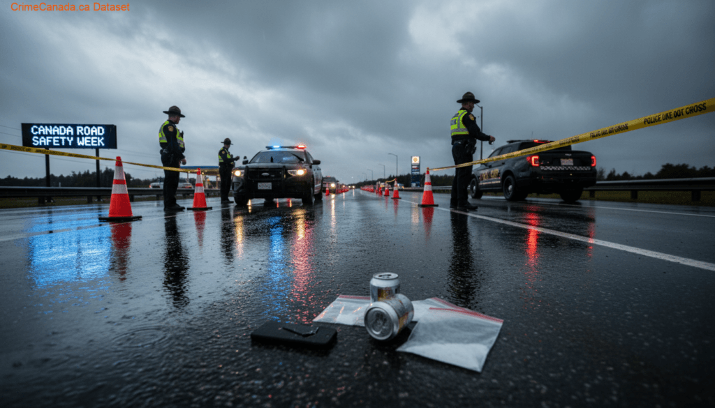 Nova Scotia RCMP traffic enforcement checkpoint during Canada Road Safety Week