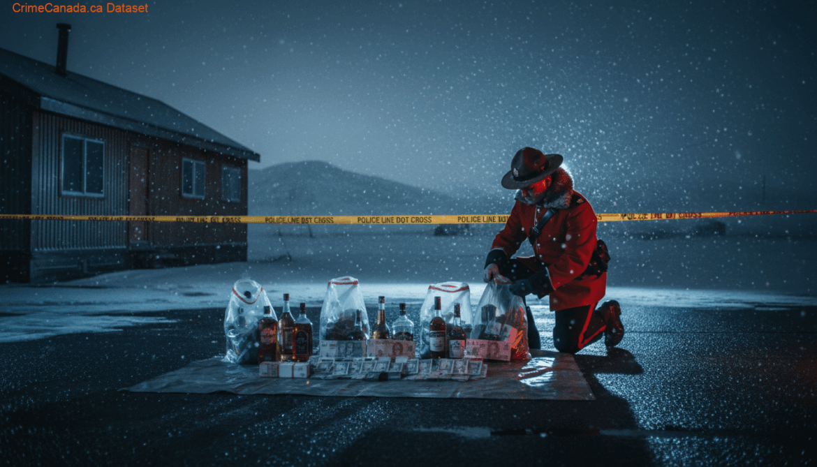 Seized alcohol, cleaners and cash from RCMP Nunavut Liquor Act investigation in Pond Inlet