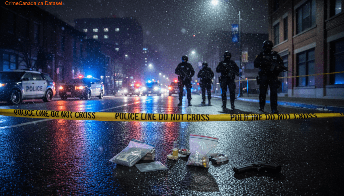 Alberta RCMP, Alberta Sheriffs and Edmonton Police Service badges for top offender warrant roundup in Alberta