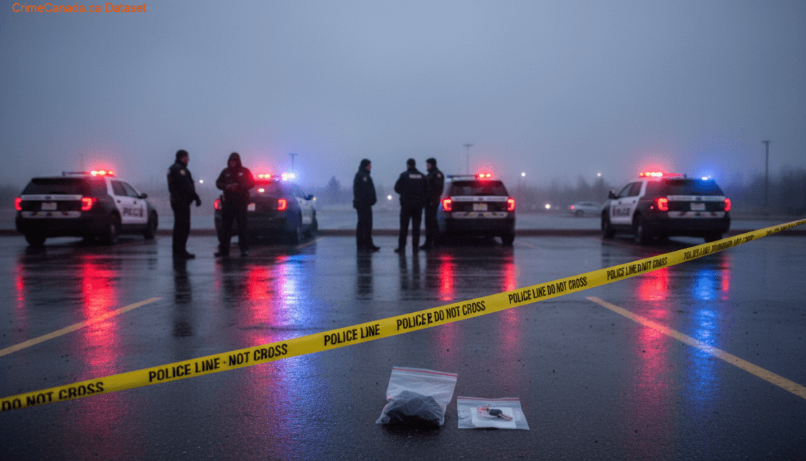 Parkland RCMP vehicle in Spruce Grove, Alberta, related to a May 17, 2026 stabbing incident in a parking lot