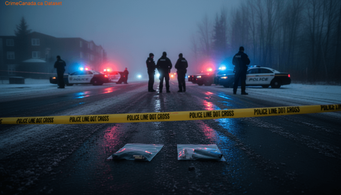 RCMP investigation scene concept for early-morning shooting on Highway 135 in Pelican Narrows, Saskatchewan