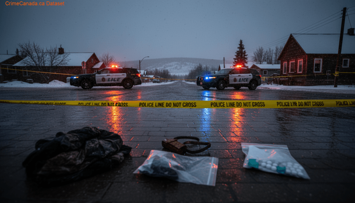 Police vehicles and officers during an RCMP operation on 57th Street in Yellowknife