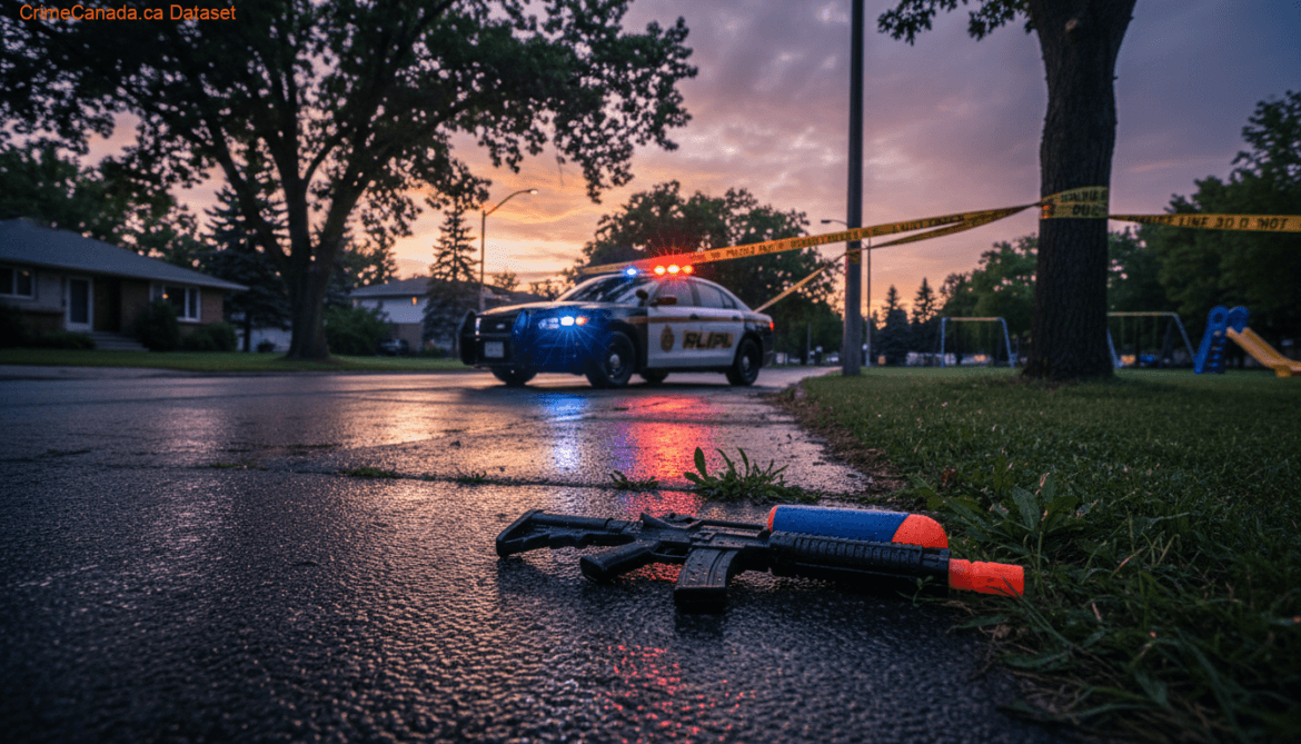 Brightly coloured Super Soaker style water gun used in RCMP replica firearm safety alert in Red Deer Alberta