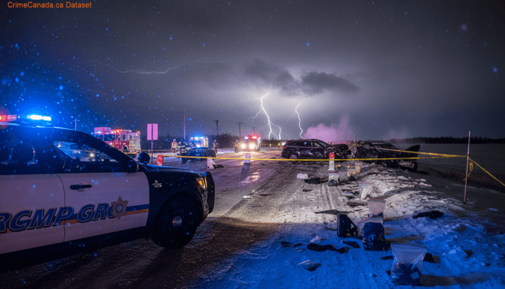 Traffic Alert: Serious Collision Closes Highway 55 Near Bonnyville 1 RCMP and emergency vehicles at serious collision scene on Highway 55 near Bonnyville Alberta