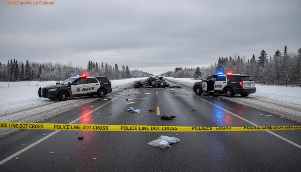 RCMP emergency response at serious motor vehicle collision on Highway 2 south of Slave Lake Alberta