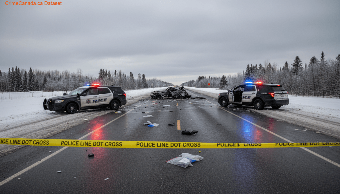 RCMP emergency response at serious motor vehicle collision on Highway 2 south of Slave Lake Alberta