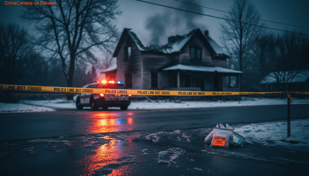 RCMP investigation scene following suspicious residential fire in Zealand, New Brunswick