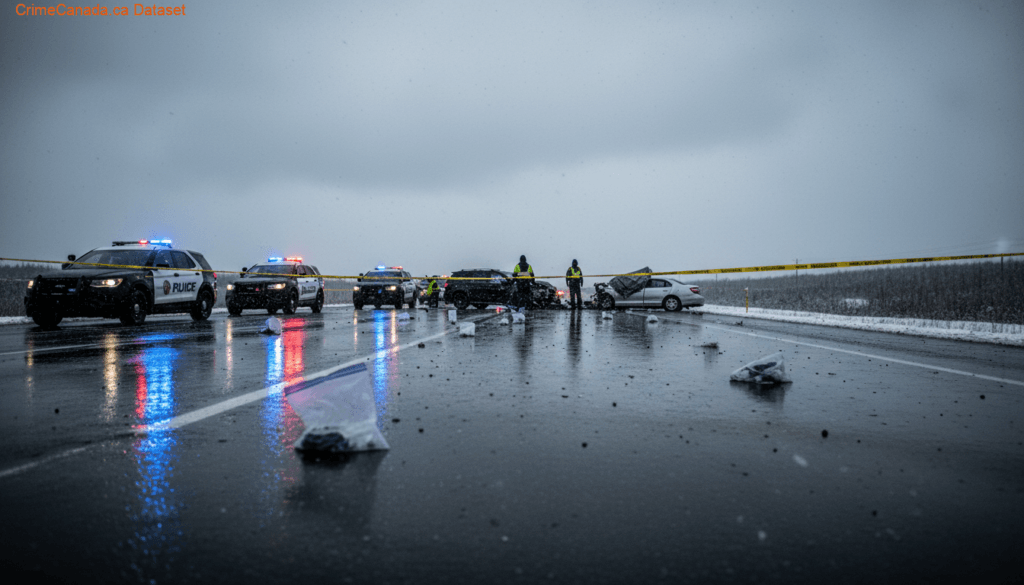 Scene of fatal multi-vehicle collision on the Trans-Canada Highway near St. John’s investigated by Holyrood RCMP