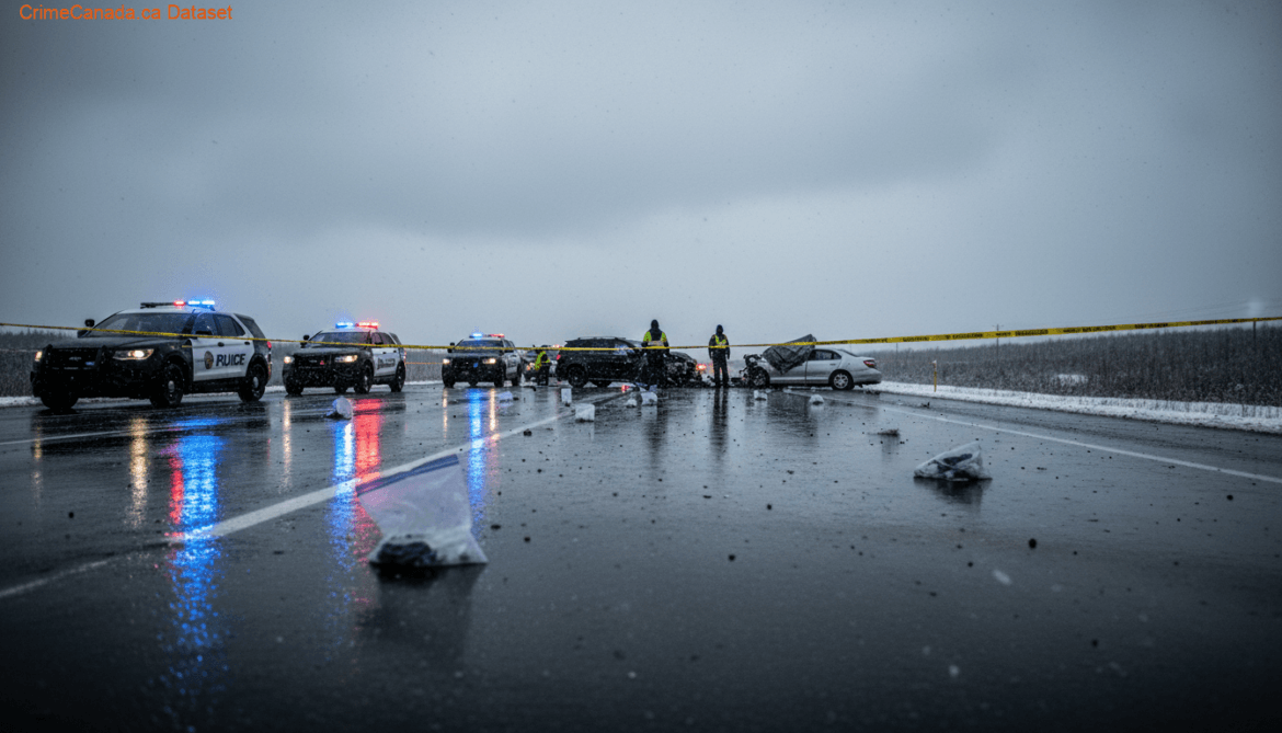 Scene of fatal multi-vehicle collision on the Trans-Canada Highway near St. John’s investigated by Holyrood RCMP