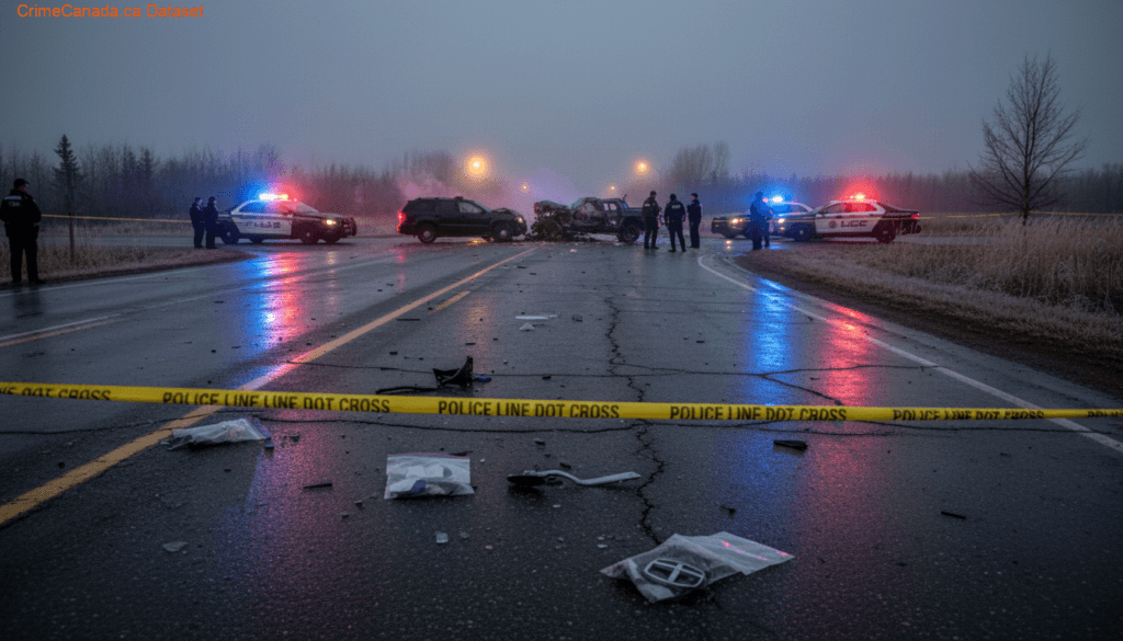 Collision scene on Ebb and Flow First Nation where six people were injured in an SUV and side-by-side crash