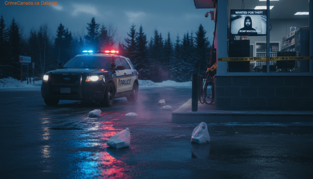 Surveillance image of theft suspect pumping fuel at a Whitbourne, Newfoundland and Labrador gas station