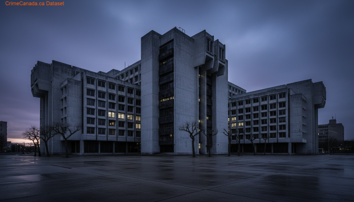 RCMP vehicle in a residential area in Wileville, Nova Scotia, related to an assault involving a torque wrench and bear spray