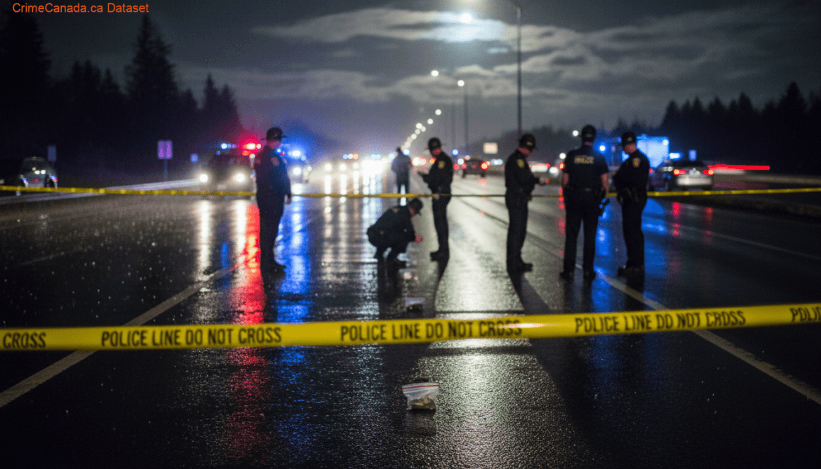 Highway #1 collision scene in British Columbia